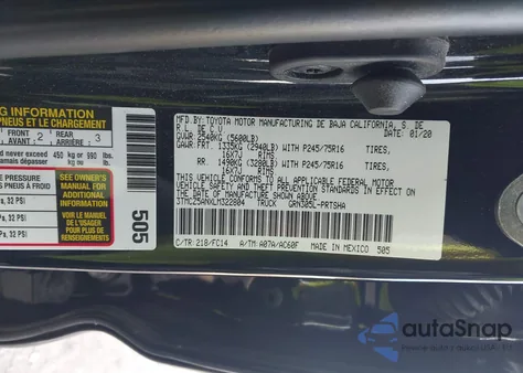 2020 Toyota Tacoma Sr5 V6 z USA, uszkodzony, nr VIN 3TMCZ5ANXLM322804